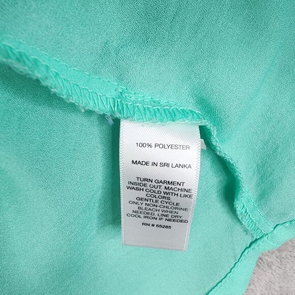 Women's Express Mint Green Blouse Top 3/4 Sleeve Round Neck zip back S - Picture 6 of 10